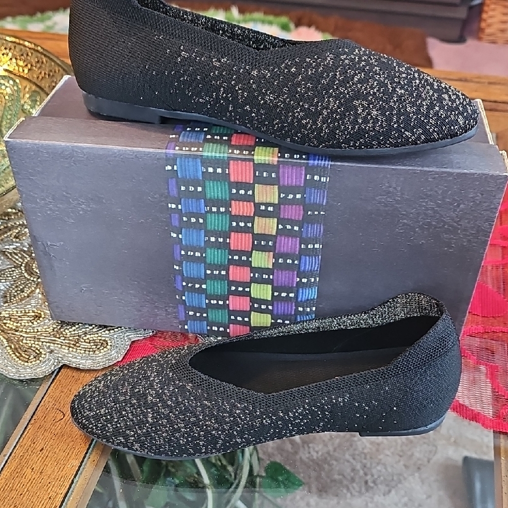 bernie mev. Black and Sparkling Silver Loafers